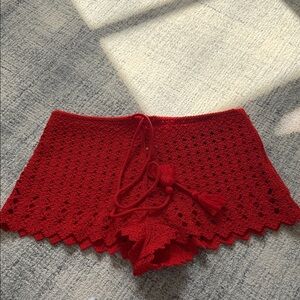 H&M Red Crochet Women Shorts